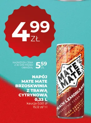 Napój Mate Mate brzoskwinia z trawą cytrynową promocja w Duży Ben