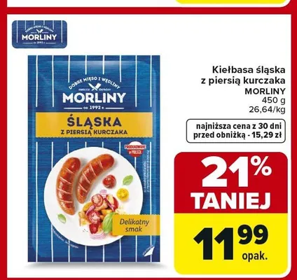 Kiełbasa śląska z piersią kurczaka Morliny promocja w Carrefour Market