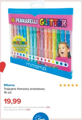 Trójkątne flamastry brokatowe Mitama promocja w Smyk