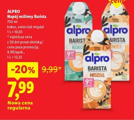 Napój roślinny Barista owies Alpro promocja w Lidl