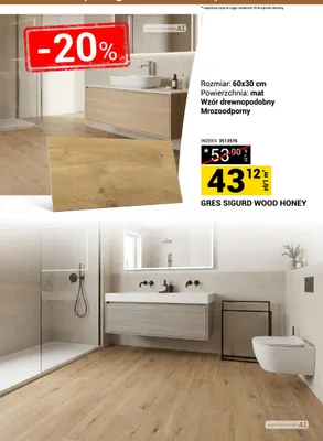 Gres Sigurd Wood Honey 60x30 cm promocja w Merkury Market