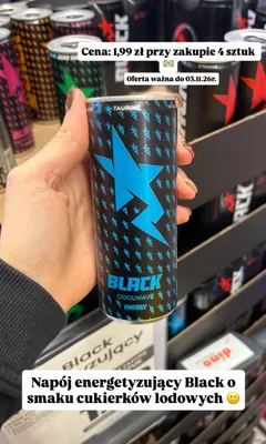 Napój energetyzujący Black Coolwave promocja w Dino