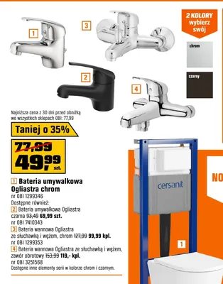 Bateria umywalkowa Ogliastra czarna promocja w OBI