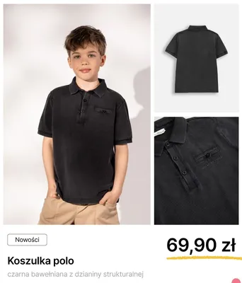 Koszulka polo Coccodrillo czarna bawełniana z dzianiny strukturalnej promocja w Coccodrillo
