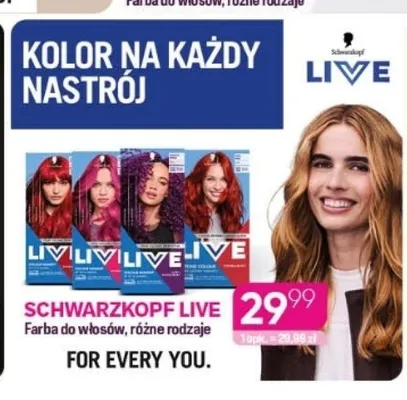 Farba do włosów Schwarzkopf Live promocja w Drogerie Koliber