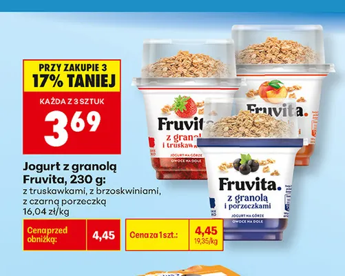 Jogurt z granolą Fruvita z truskawkami promocja w Biedronka