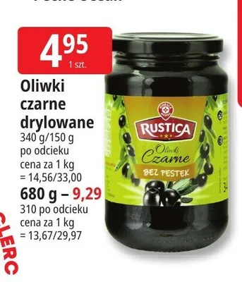 Oliwki czarne drylowane Rustica promocja w Leclerc