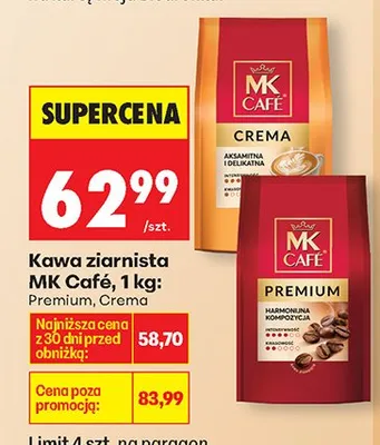 Kawa ziarnista Crema 1 kg promocja w Biedronka