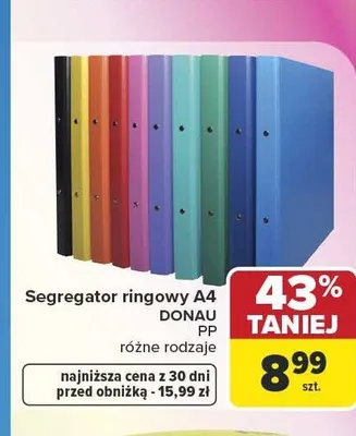 Segregator ringowy A4 Donau PP promocja w Carrefour