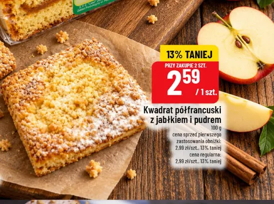 Kwadrat półfrancuski z jabłkiem i pudrem promocja w POLOmarket