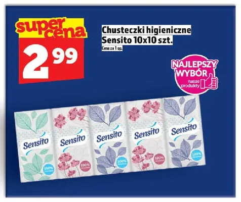 Chusteczki higieniczne Sensito promocja w TOPAZ
