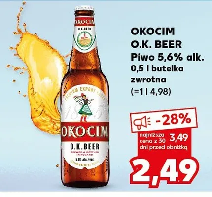 Piwo O.K. Beer 5,6% alk. promocja w Kaufland