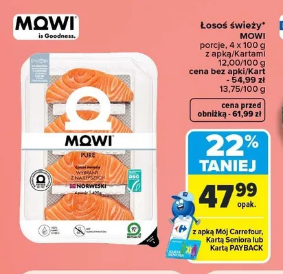 Łosoś świeży porcje Mowi Pure 4-pak promocja w Carrefour Market
