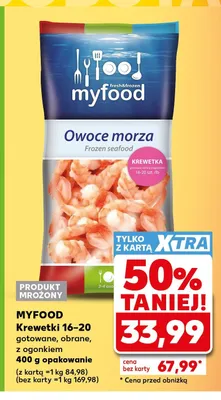 Krewetki 16-20 gotowane obrane z ogonkiem Myfood promocja w Kaufland
