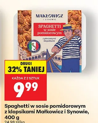 Spaghetti w sosie pomidorowym z klopsikami promocja w Biedronka