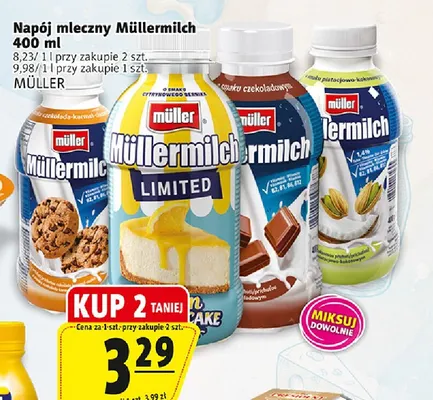 Napój mleczny Müllermilch o smaku czekoladowym Müller promocja w Prim Market
