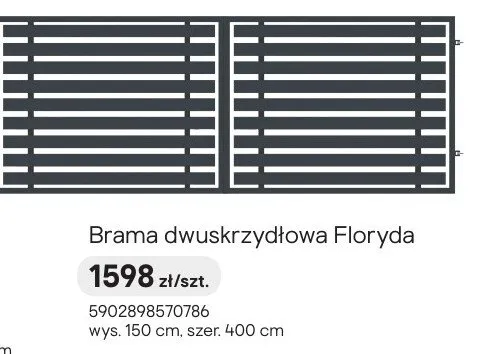 Brama dwuskrzydłowa Floryda promocja w Castorama