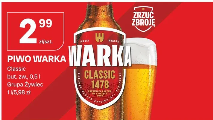 Piwo Warka Classic promocja w Chorten