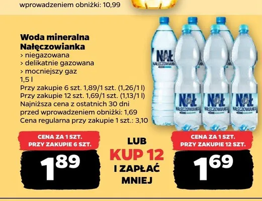 Woda mineralna delikatnie gazowana Nałęczowianka promocja w Netto