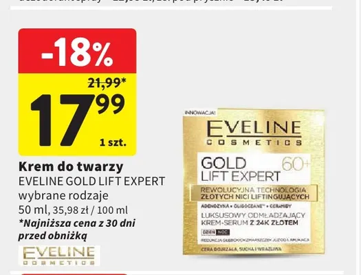 Krem do twarzy Gold Lift Expert Eveline promocja w Intermarche