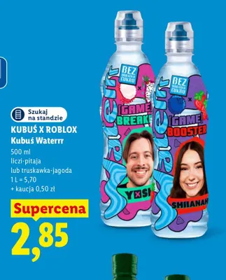 Napój Kubuś x Roblox Kubuś Waterrr truskawka-jagoda promocja w Lidl
