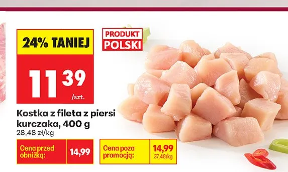 Kostka z fileta z piersi kurczaka promocja w Biedronka