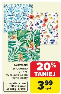 Serwetki wiśniowe 20 szt. różne wzory promocja w Carrefour