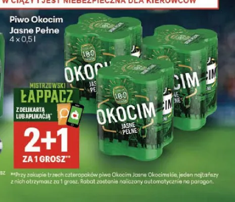 Piwo Okocim Jasne Pełne 4-pak promocja w Delikatesy Centrum