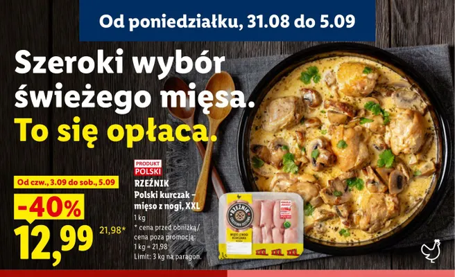 Polski kurczak mięso z nogi XXL Rzeźnik promocja w Lidl