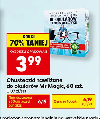 Chusteczki nawilżane do okularów Mr Magic promocja w Biedronka