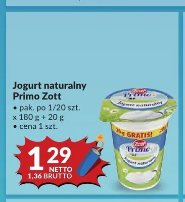 Jogurt naturalny Primo Zott promocja w Makro