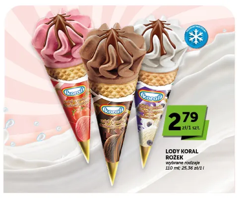 Lody Koral Rożek o smaku truskawkowym promocja w Groszek
