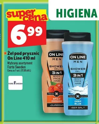 Żel pod prysznic męski On Line Men Deep Blue promocja w TOPAZ