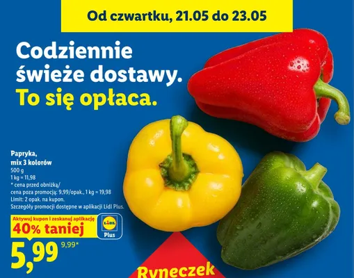 Papryka mix 3 kolorów promocja w Lidl