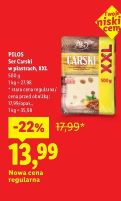 Ser carski w plastrach XXL Pilos promocja w Lidl