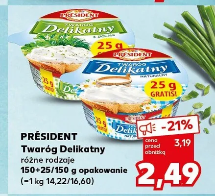Twaróg Delikatny naturalny PRÉSIDENT promocja w Kaufland