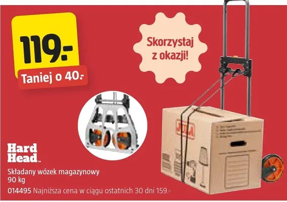 Składany wózek magazynowy 90 kg promocja w Jula