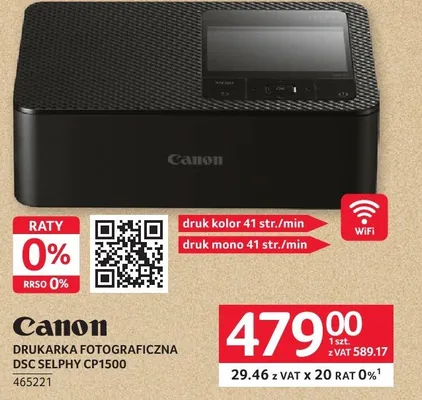 Drukarka fotograficzna Canon DSC Selphy CP1500 promocja w Selgros