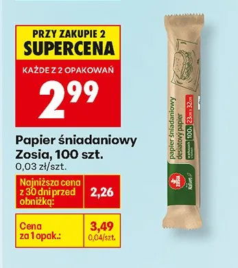 Papier śniadaniowy, 100 szt. promocja w Biedronka