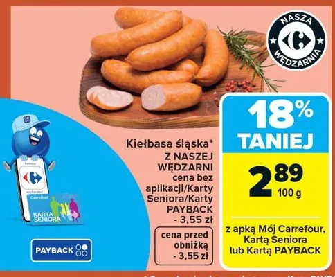 Kiełbasa śląska z naszej wędzarni promocja w Carrefour Market