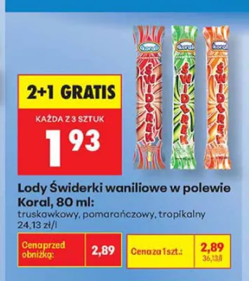 Lody Świderki waniliowe w polewie tropikalnej promocja w Biedronka