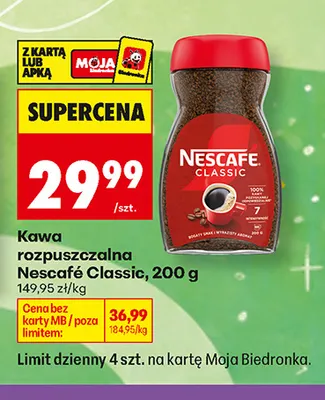 Kawa rozpuszczalna Nescafé Classic promocja w Biedronka