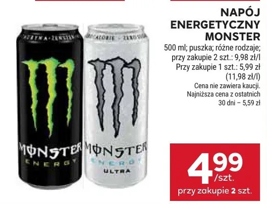 Napój energetyczny Monster promocja w Stokrotka