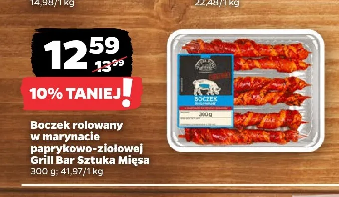 Boczek rolowany w marynacie paprykowo-ziołowej Grill Bar Sztuka Mięsa promocja w Netto
