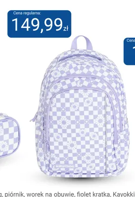 Plecak trzykomorowy Kayokki fiolet kratka promocja w Smyk