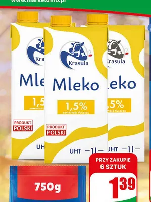 Mleko UHT Krasula 1,5% promocja w Dino