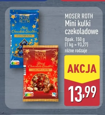 Mini kulki czekoladowe z orzechami laskowymi i migdałami Moser Roth promocja w Aldi