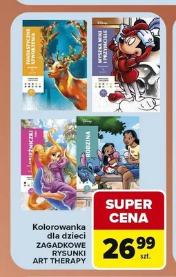 Kolorowanka dla dzieci Zagadkowe Rysunki Art Therapy promocja w Carrefour