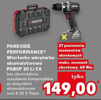 Wiertarko-wkrętarka akumulatorowa PABSP 20 Li C4 Parkside Performance promocja w Kaufland