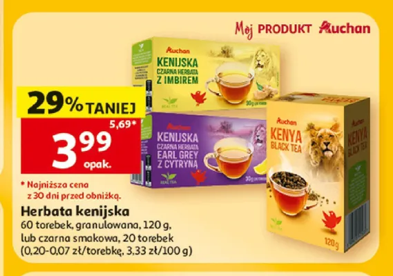 Herbata kenijska czarna Kenia Black Tea Auchan promocja w Auchan